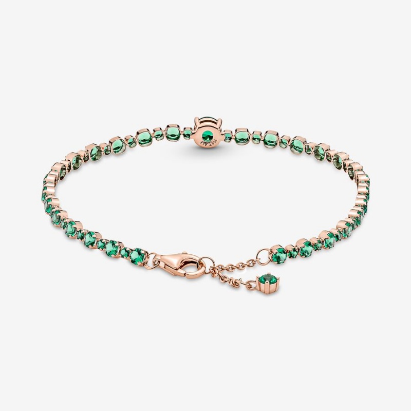 Rose Gold Plated Pandora Sparkling Pavé Tennis Non-charm Bracelets | 3704851-YB