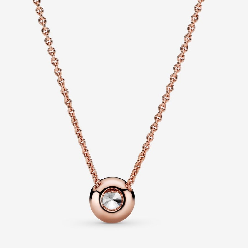 Rose Gold Plated Pandora Sparkling Statement Halo Jewelry Gift Set Necklace & Earring Sets | 5834210-JV