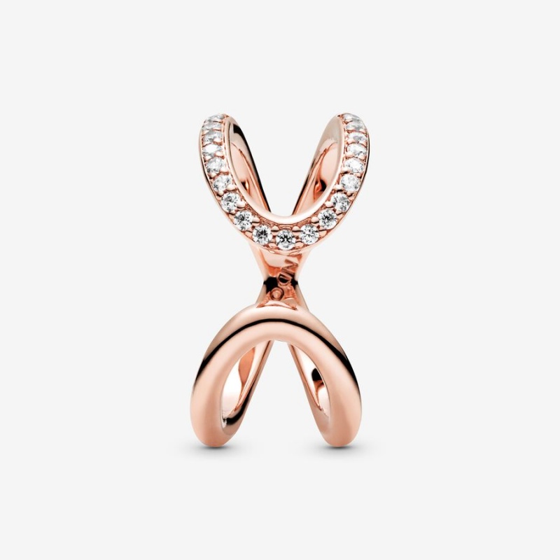 Rose Gold Plated Pandora Wrapped Open Infinity Statement Rings | 1864397-NH