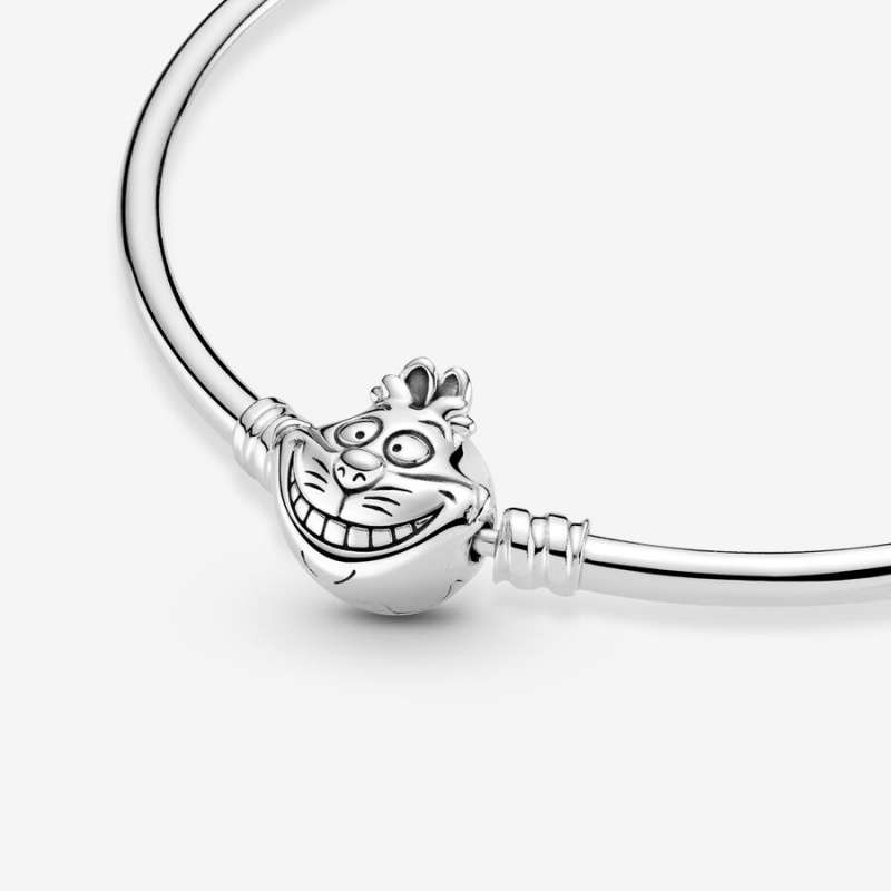 Sterling Silver Pandora Alice in Wonderland Cheshire Cat Clasp Moments Bangle Charm Holders | 2346718-RG