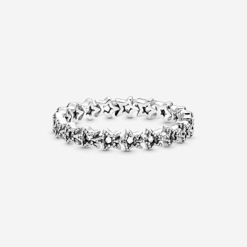 Sterling Silver Pandora Band of Asymmetric Stars Band Rings | 5092643-NF