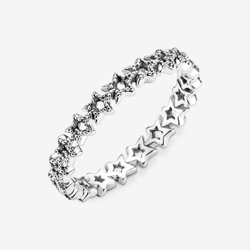 Sterling Silver Pandora Band of Asymmetric Stars Band Rings | 5092643-NF