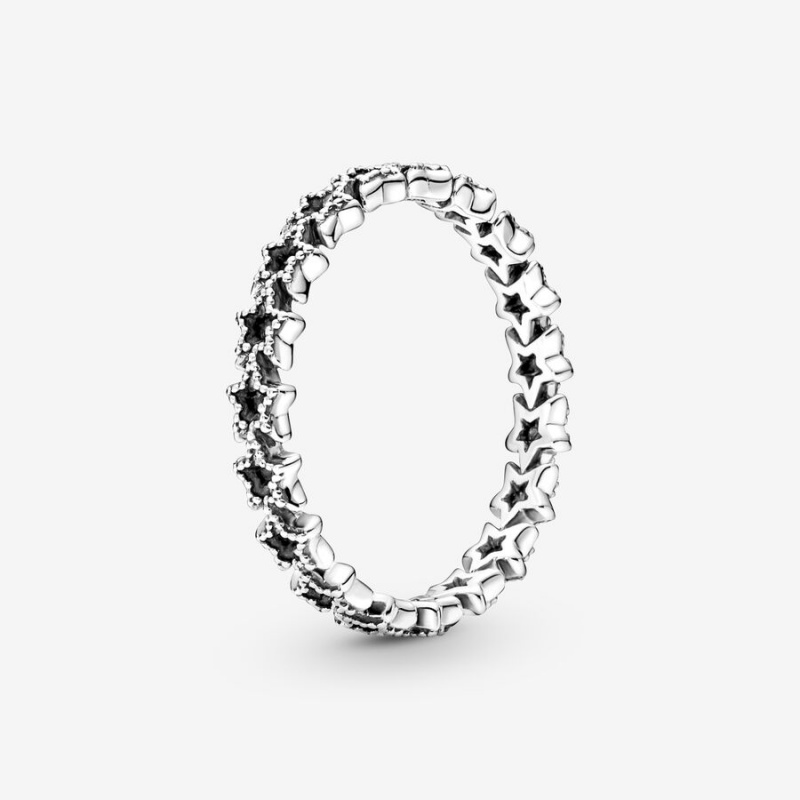 Sterling Silver Pandora Band of Asymmetric Stars Band Rings | 5092643-NF