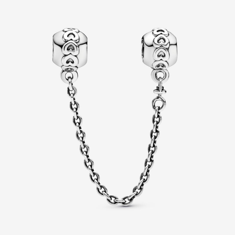 Sterling Silver Pandora Band of Hearts Safety Safety Chains | 9346721-EY