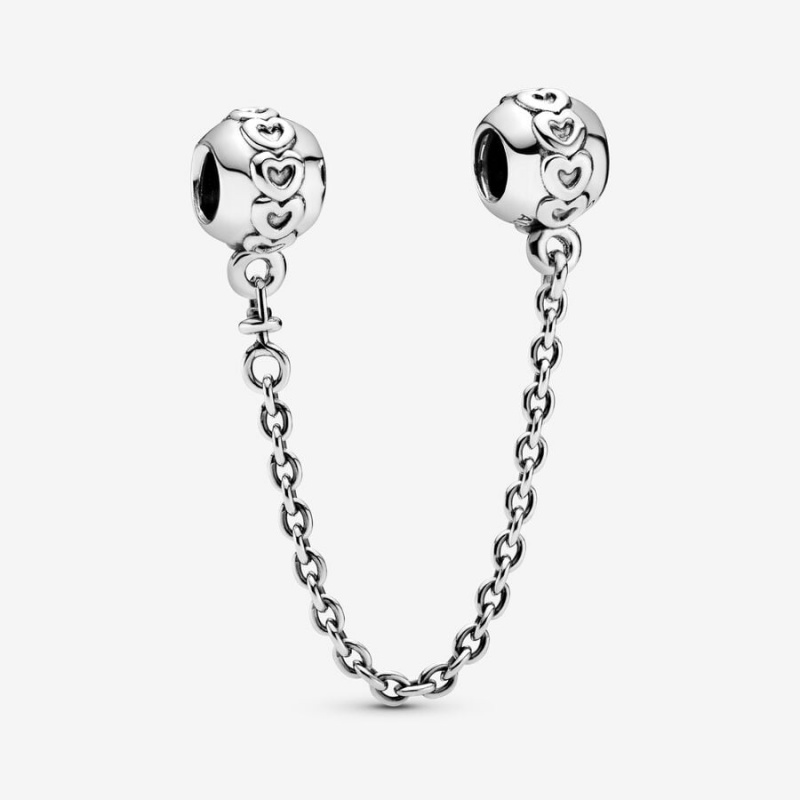 Sterling Silver Pandora Band of Hearts Safety Safety Chains | 9346721-EY