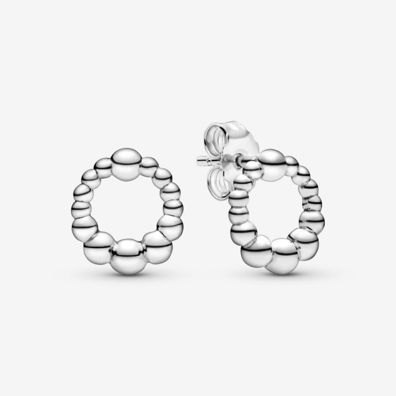 Sterling Silver Pandora Beaded Circles Stud Earrings | 1096324-WV