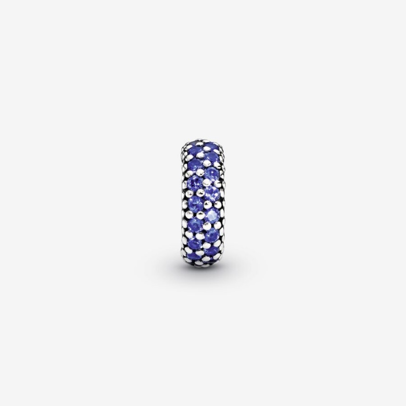 Sterling Silver Pandora Blue Sparkle Spacer Spacer Charms | 3860217-KW