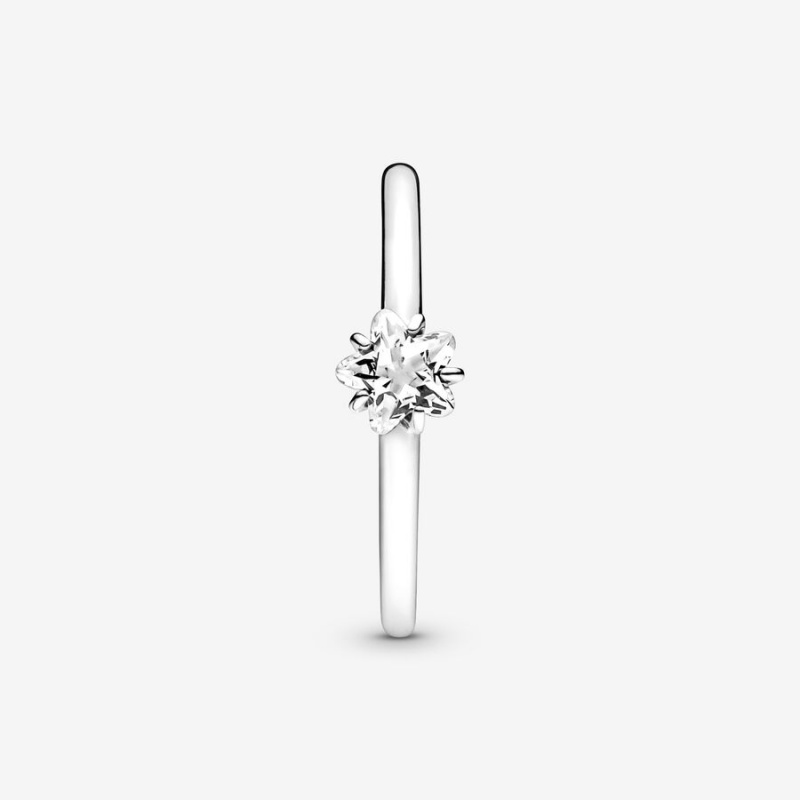 Sterling Silver Pandora Celestial Sparkling Star Solitaire Halo & Solitaire Rings | 2971038-HX