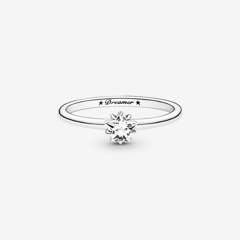 Sterling Silver Pandora Celestial Sparkling Star Solitaire Halo & Solitaire Rings | 2971038-HX