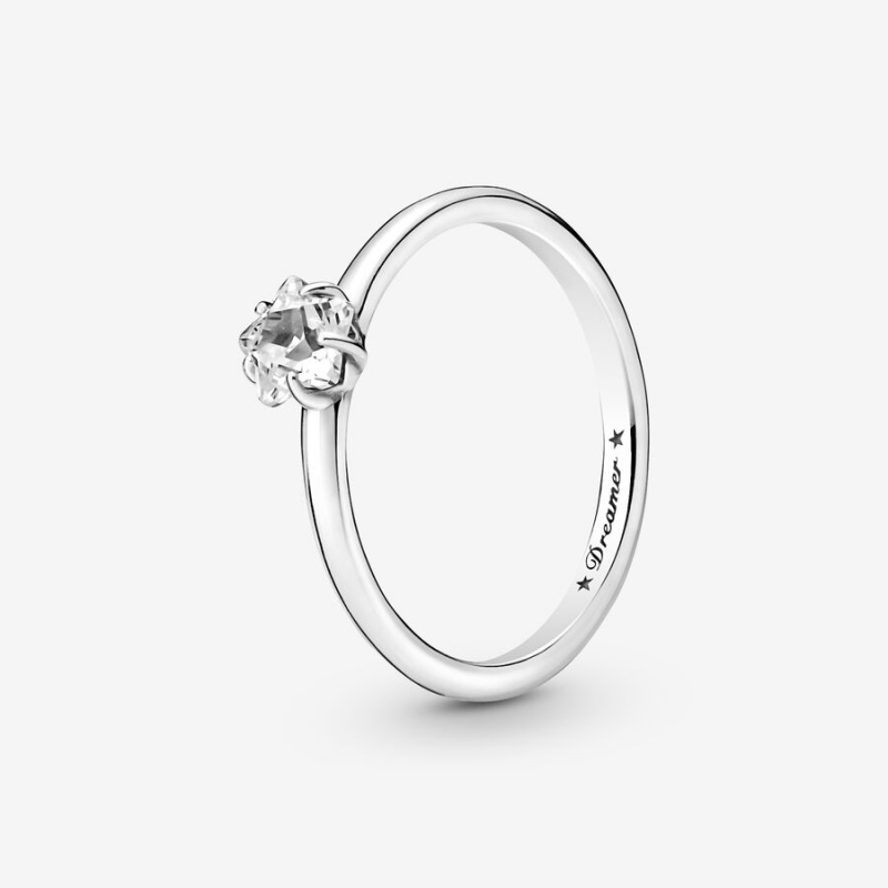 Sterling Silver Pandora Celestial Sparkling Star Solitaire Halo & Solitaire Rings | 2971038-HX