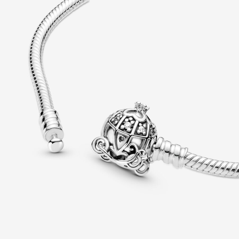 Sterling Silver Pandora Cinderella Pumpkin Coach Clasp Moments Charm Holders | 7863054-DU