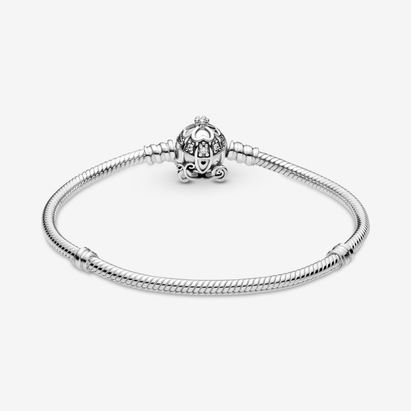 Sterling Silver Pandora Cinderella Pumpkin Coach Clasp Moments Charm Holders | 7863054-DU