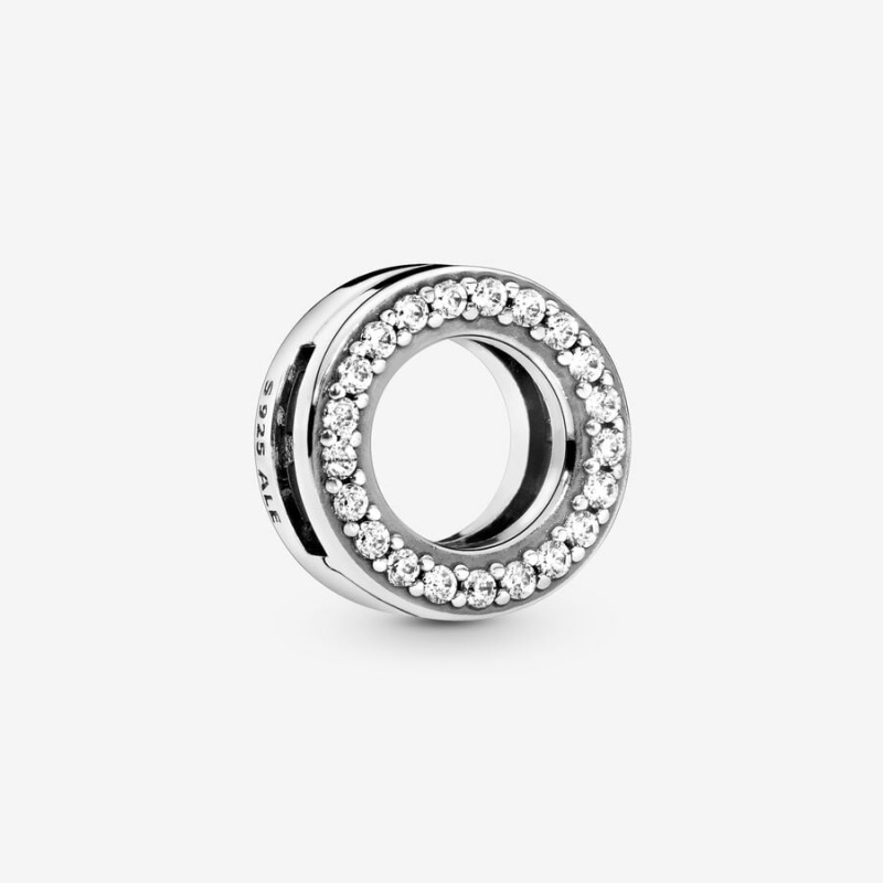 Sterling Silver Pandora Circle of Pavé Clip Clips | 6128704-CE