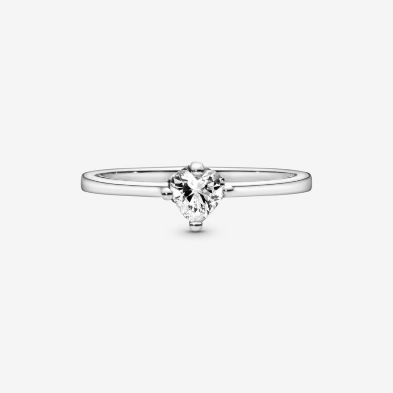 Sterling Silver Pandora Clear Solitaire Halo & Solitaire Rings | 0589172-MK