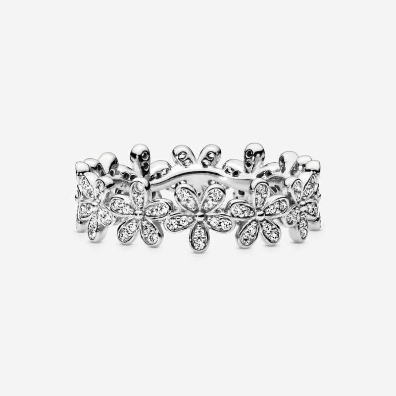 Sterling Silver Pandora Daisy Flower Band Rings | 3284619-LJ