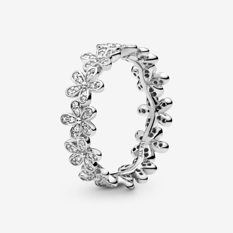 Sterling Silver Pandora Daisy Flower Band Rings | 3284619-LJ