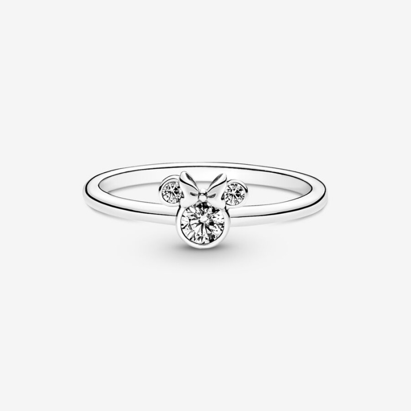 Sterling Silver Pandora Disney Minnie Mouse Sparkling Head Statement Rings | 9572084-WE