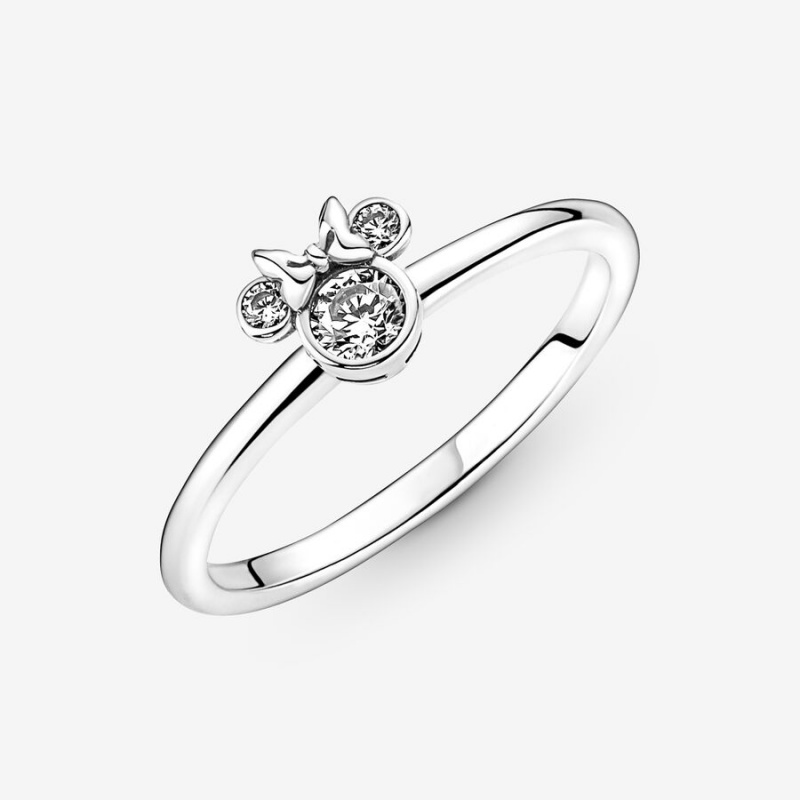 Sterling Silver Pandora Disney Minnie Mouse Sparkling Head Statement Rings | 9572084-WE