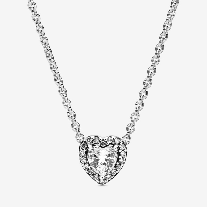 Sterling Silver Pandora Elevated Heart Pendant Necklaces | 2964805-IT