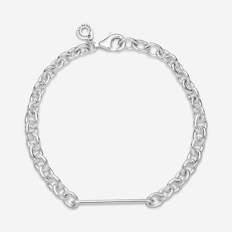 Sterling Silver Pandora Engravable Bar Link Non-charm Bracelets | 8032967-DP