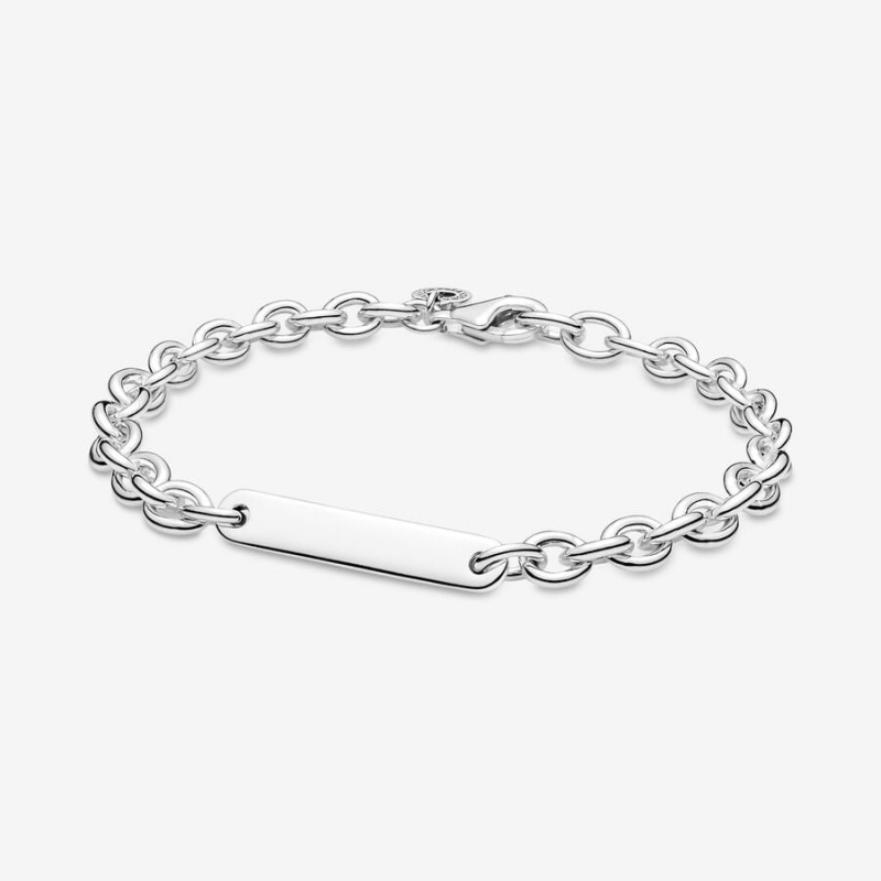 Sterling Silver Pandora Engravable Bar Link Non-charm Bracelets | 8032967-DP