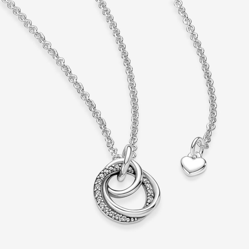 Sterling Silver Pandora Family Always Encircled Pendant Necklaces | 0485296-TY