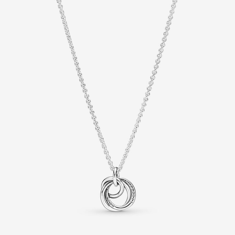 Sterling Silver Pandora Family Always Encircled Pendant Necklaces | 0485296-TY