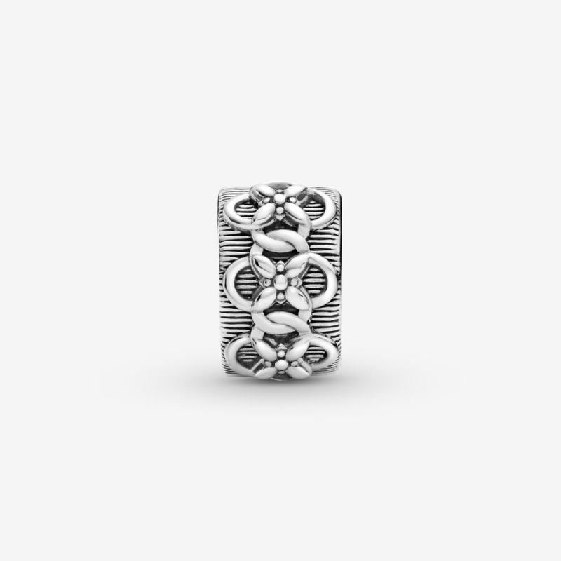 Sterling Silver Pandora Flower Pattern Clip Clips | 6210745-IX