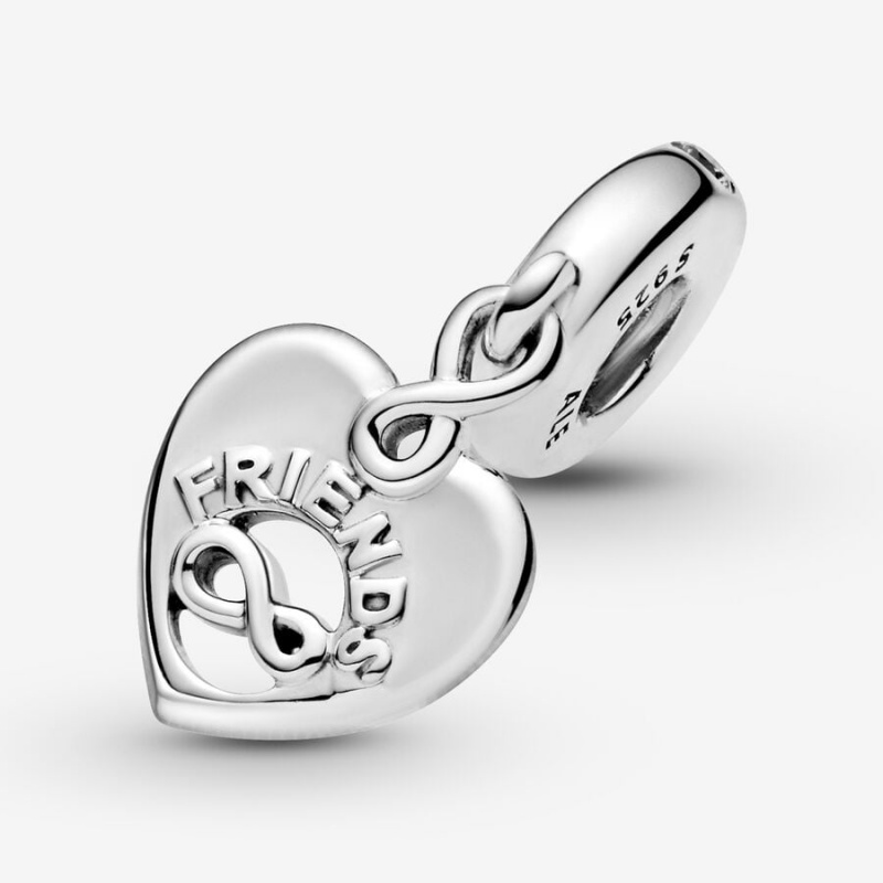 Sterling Silver Pandora Friends Forever Heart Dangle Dangle Charms | 1458269-FA