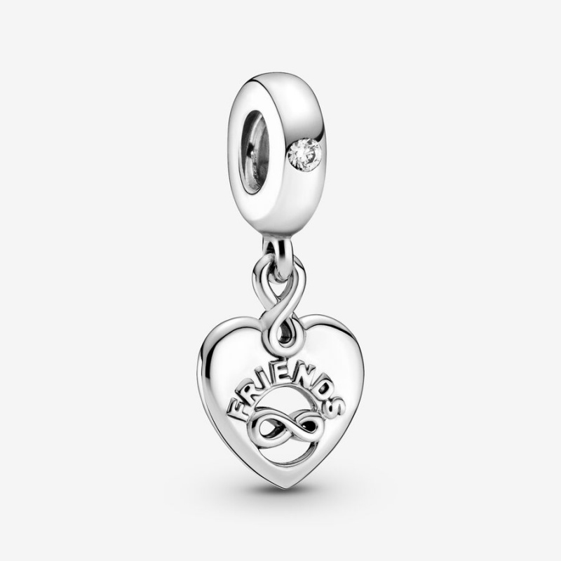 Sterling Silver Pandora Friends Forever Heart Dangle Dangle Charms | 1458269-FA