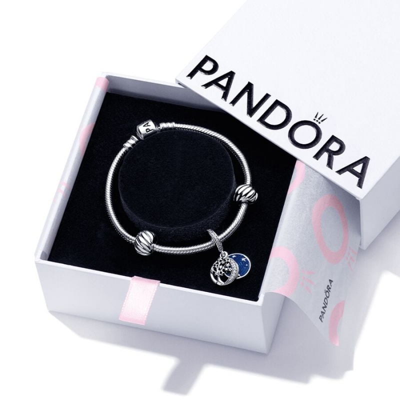 Sterling Silver Pandora Galaxy Moon Set, 19 Charm Bracelets | 8093257-TZ