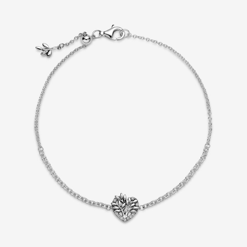 Sterling Silver Pandora Heart Family Tree Non-charm Bracelets | 8039756-PL