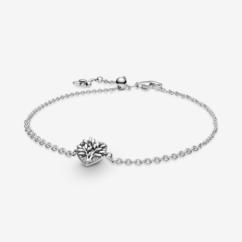 Sterling Silver Pandora Heart Family Tree Non-charm Bracelets | 8039756-PL