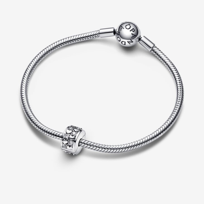 Sterling Silver Pandora Infinite Hearts Sparkling Clip Clips | 0294358-SX