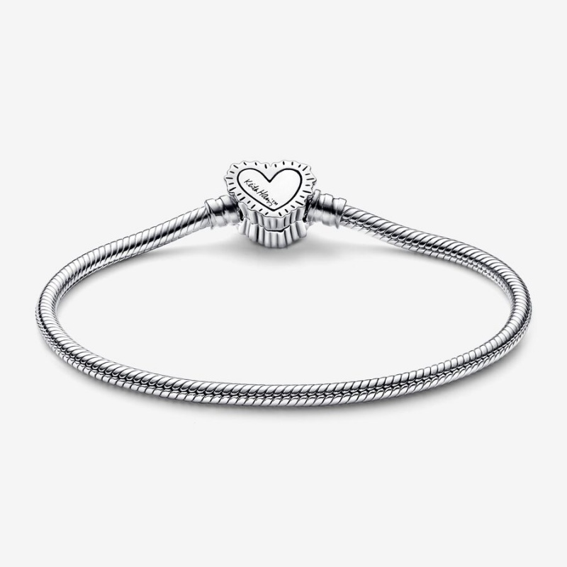 Sterling Silver Pandora Keith Haring x Moments Radiant Heart Snake Chain Bracelets | 2895701-XF