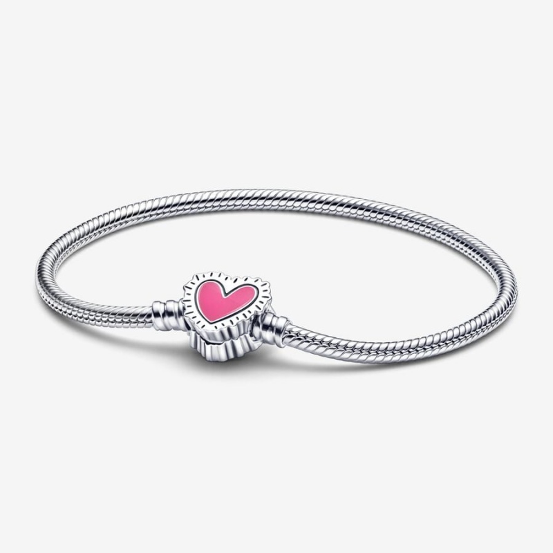 Sterling Silver Pandora Keith Haring x Moments Radiant Heart Snake Chain Bracelets | 2895701-XF