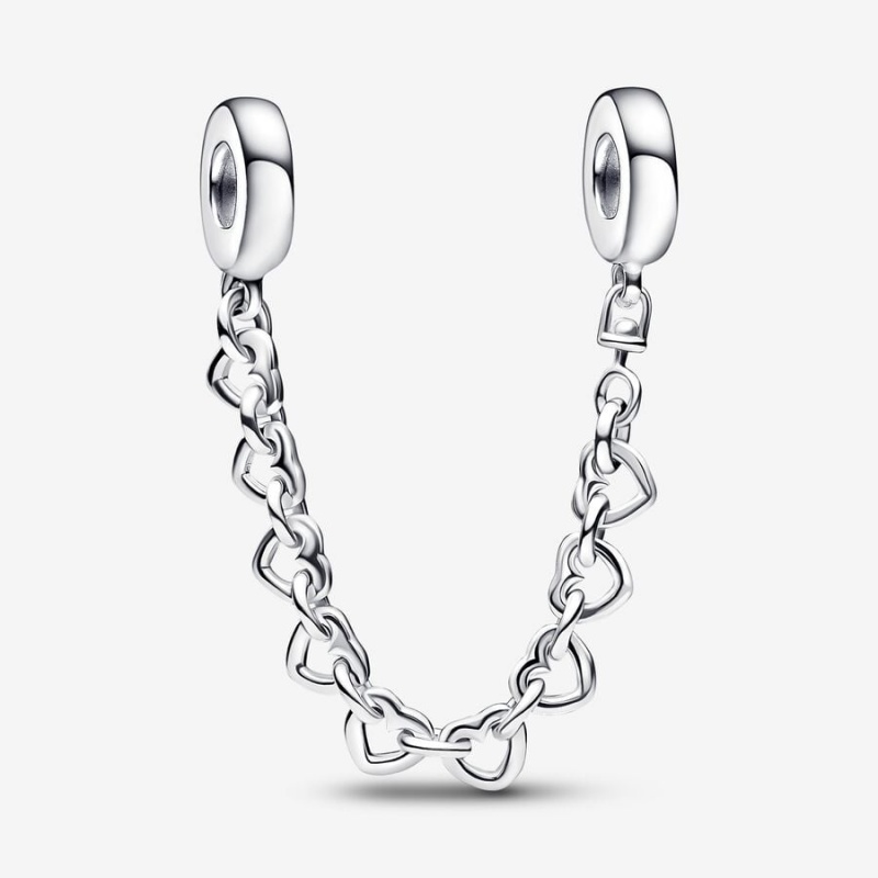 Sterling Silver Pandora Linked Hearts Safety Safety Chains | 2394865-HI