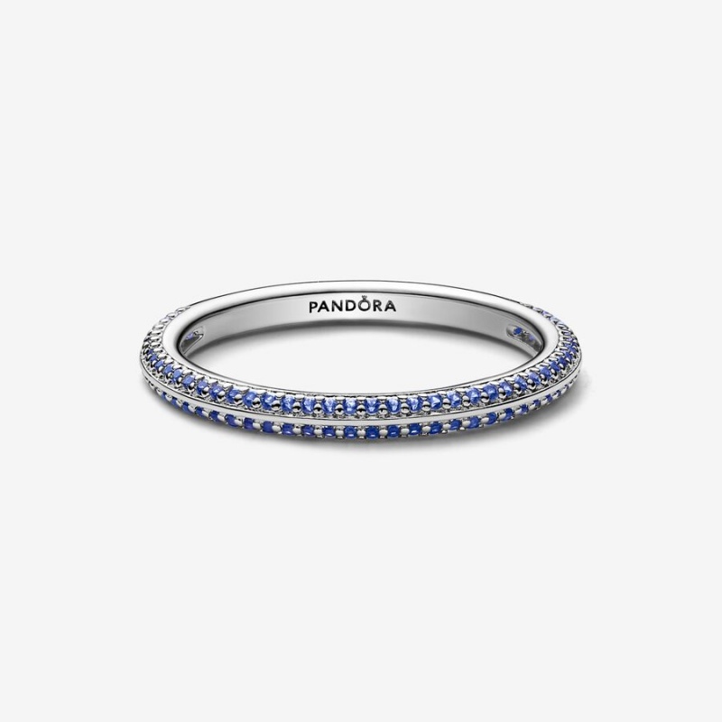 Sterling Silver Pandora ME Blue Pavé Band Rings | 0147298-EK