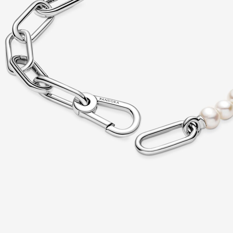 Sterling Silver Pandora ME Treated Freshwater Cultured Pearl Link Bracelets | 0283756-YA