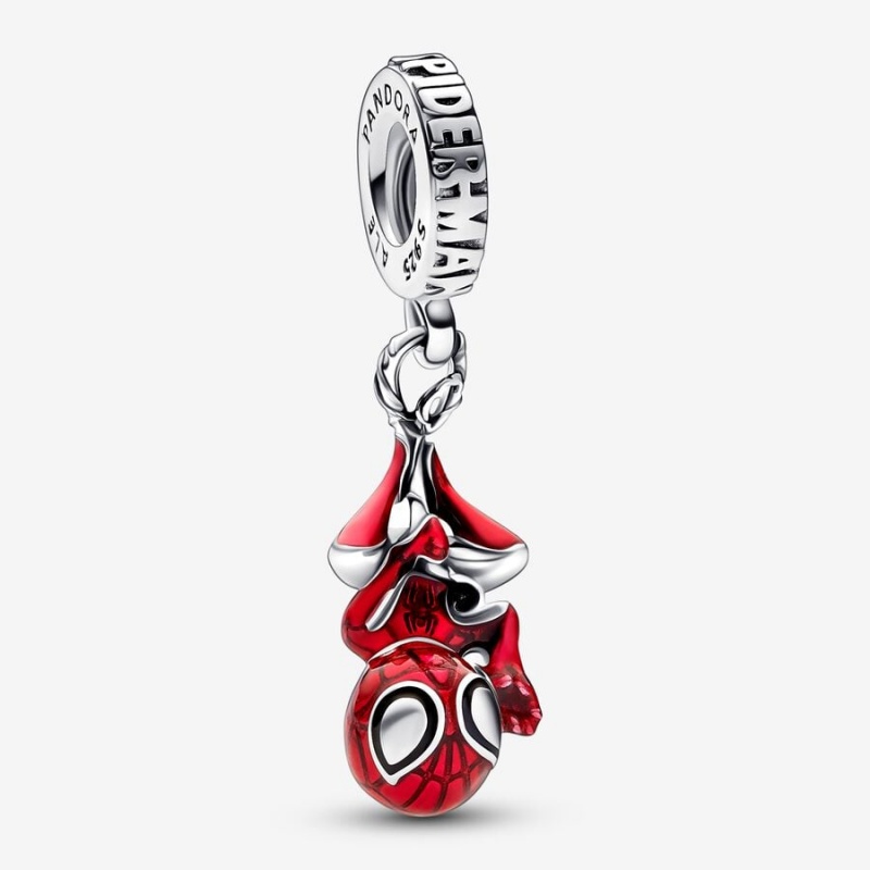 Sterling Silver Pandora Marvel Hanging Spider-Man Dangle Dangle Charms | 0769823-YF