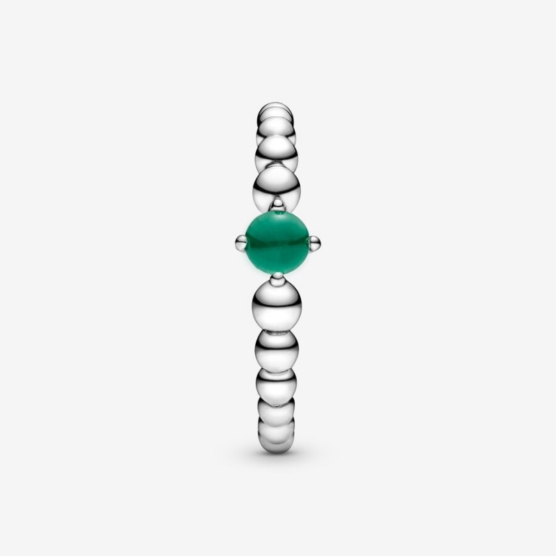 Sterling Silver Pandora May Rainforest Green Beaded Birthstone Rings | 9325841-PE