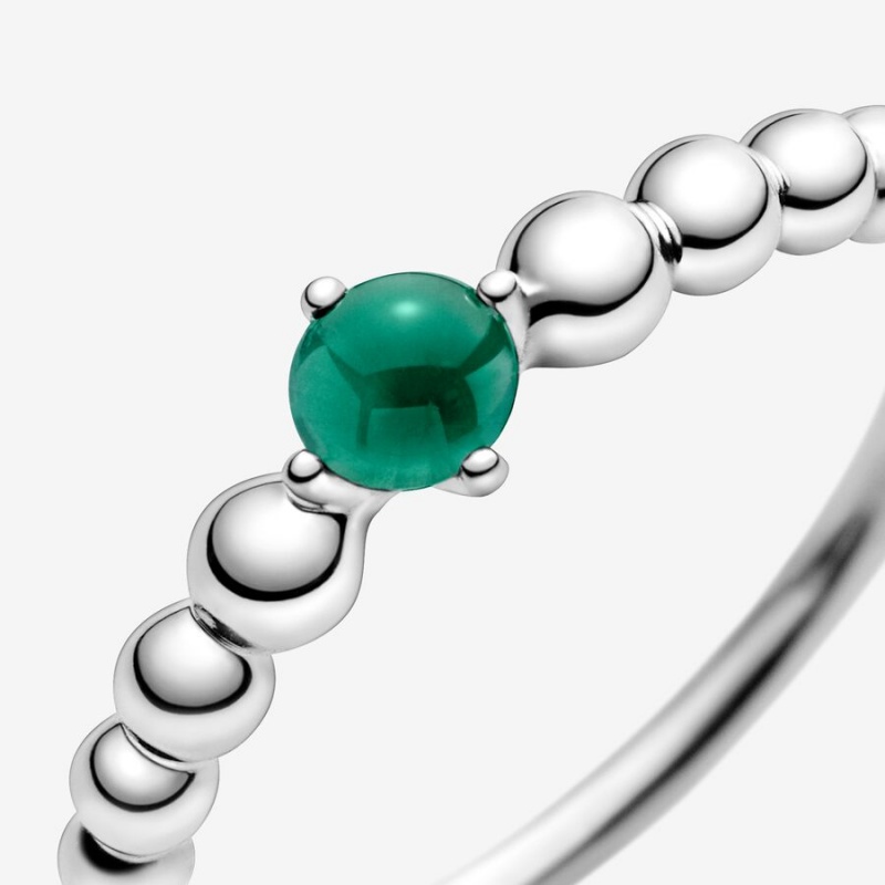 Sterling Silver Pandora May Rainforest Green Beaded Birthstone Rings | 9325841-PE