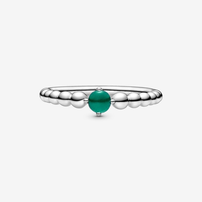 Sterling Silver Pandora May Rainforest Green Beaded Birthstone Rings | 9325841-PE