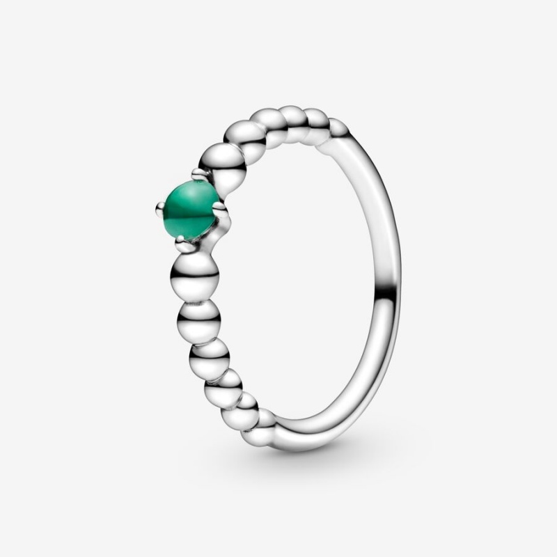 Sterling Silver Pandora May Rainforest Green Beaded Birthstone Rings | 9325841-PE