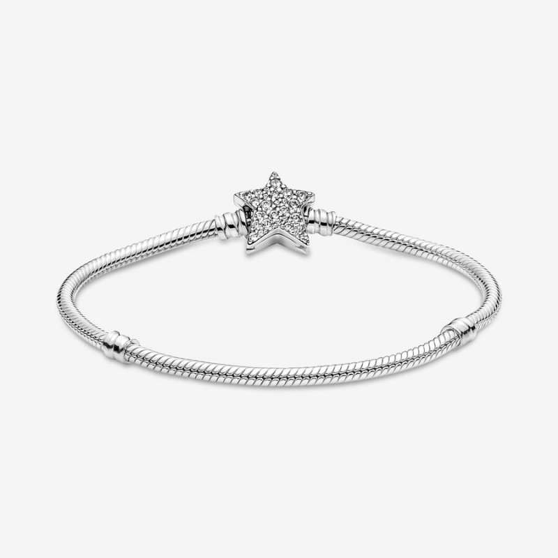 Sterling Silver Pandora Moments Asymmetric Star Clasp Snake Charm Holders | 2067543-FN