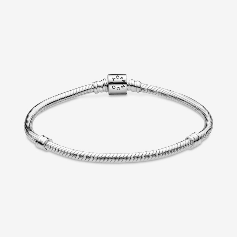 Sterling Silver Pandora Moments Barrel Clasp Snake Charm Bracelets | 2095487-SB