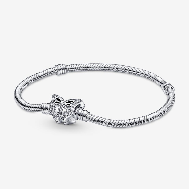 Sterling Silver Pandora Moments Butterfly Clasp Snake Charm Holders | 2759068-QY