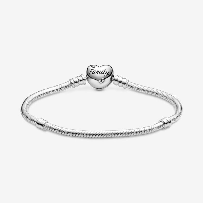 Sterling Silver Pandora Moments Family Tree Heart Clasp Snake Charm Holders | 7408529-KV