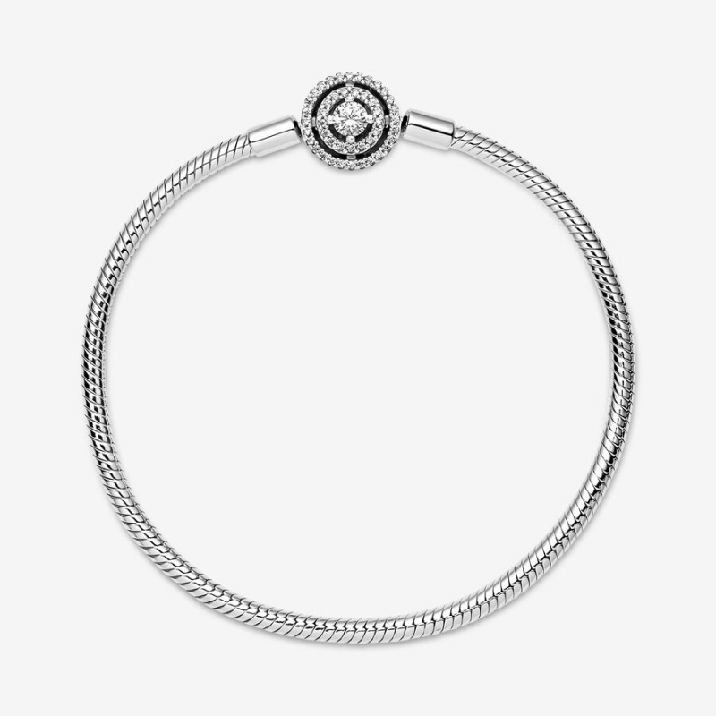 Sterling Silver Pandora Moments Halo Snake Charm Holders | 9824076-JX