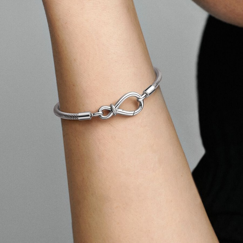 Sterling Silver Pandora Moments Infinity Knot Snake Charm Bracelets | 0927683-CX